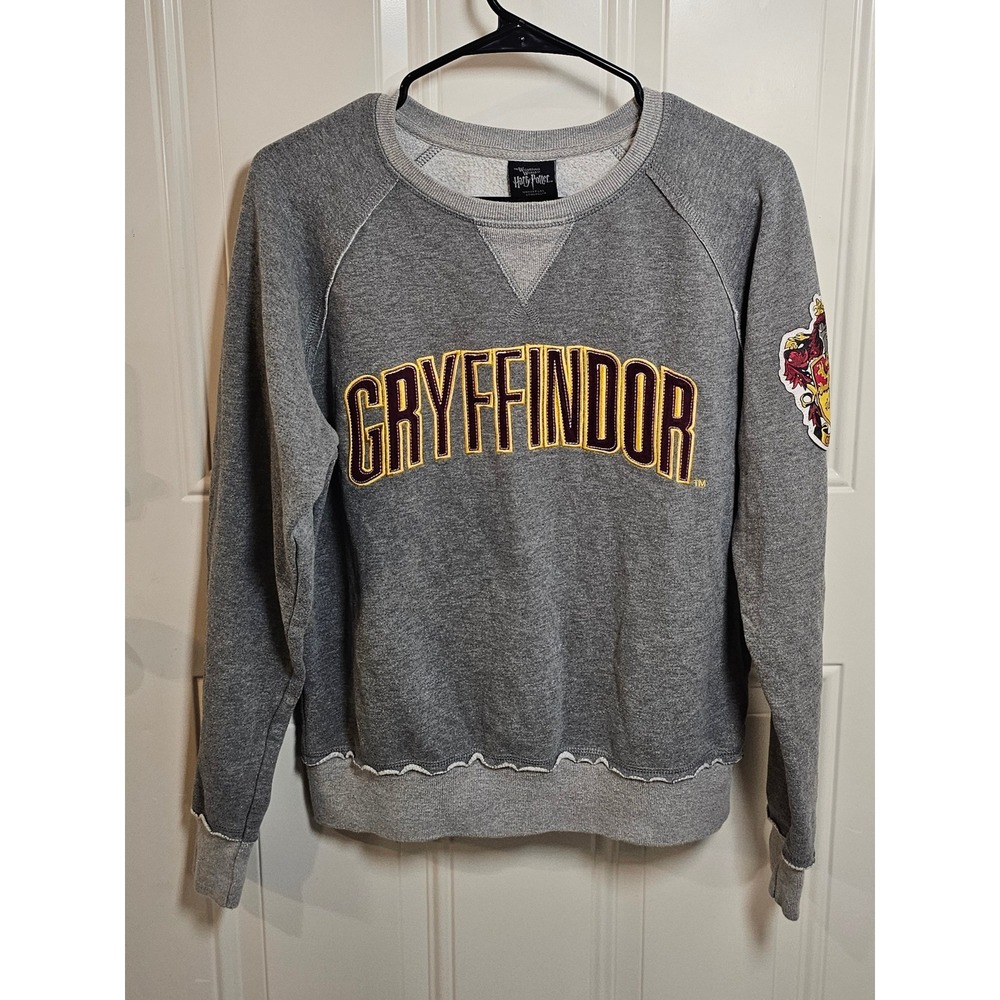 Harry Potter Gryffindor Sweatshirt Gray Raglan Pullover Scallop Hem Small - Picture 2 of 11